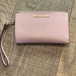Michael Kors pink leather wristlet